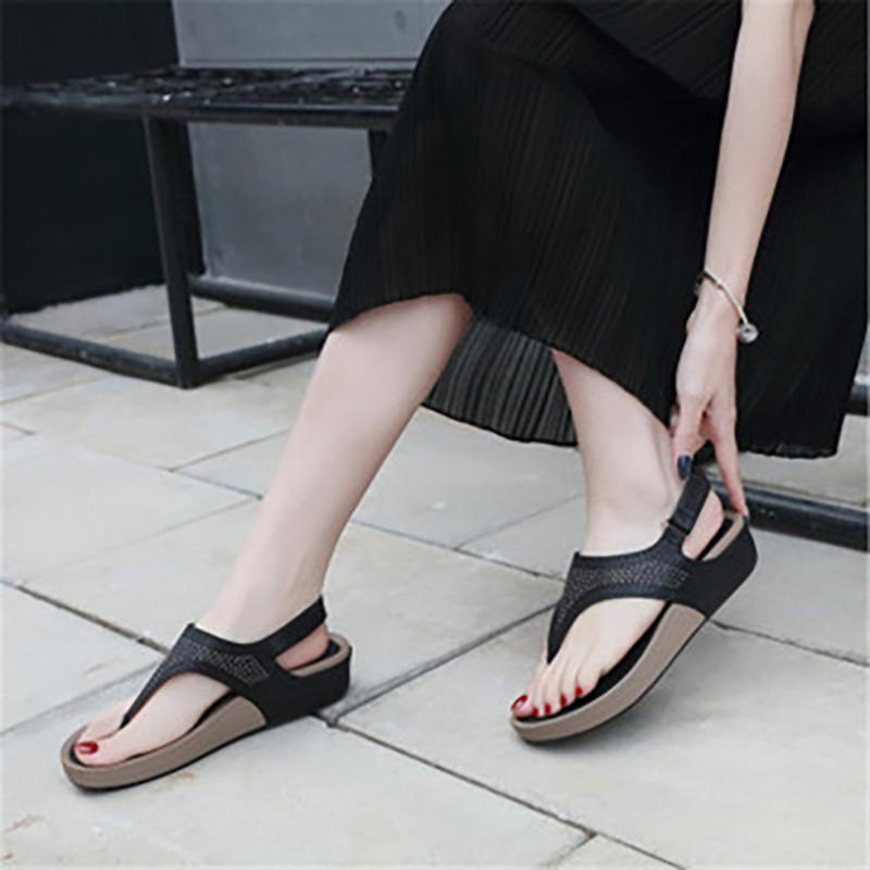 

Sandals Female Flip Ladies Flop Shoes Women Cyrstal Women's Casual Wedges Woman Hook Loop Fashion Solid Footwear Plus Size 42, Apricot