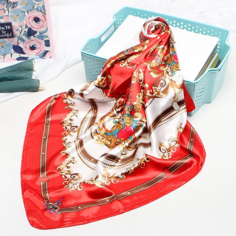 

Scarves 90*90cm Silk Bamboo Women Foulard Square Hijab Scarf Ladies Satiny Shawl Wrap Muffler Pareo Female Poncho, Blue;gray