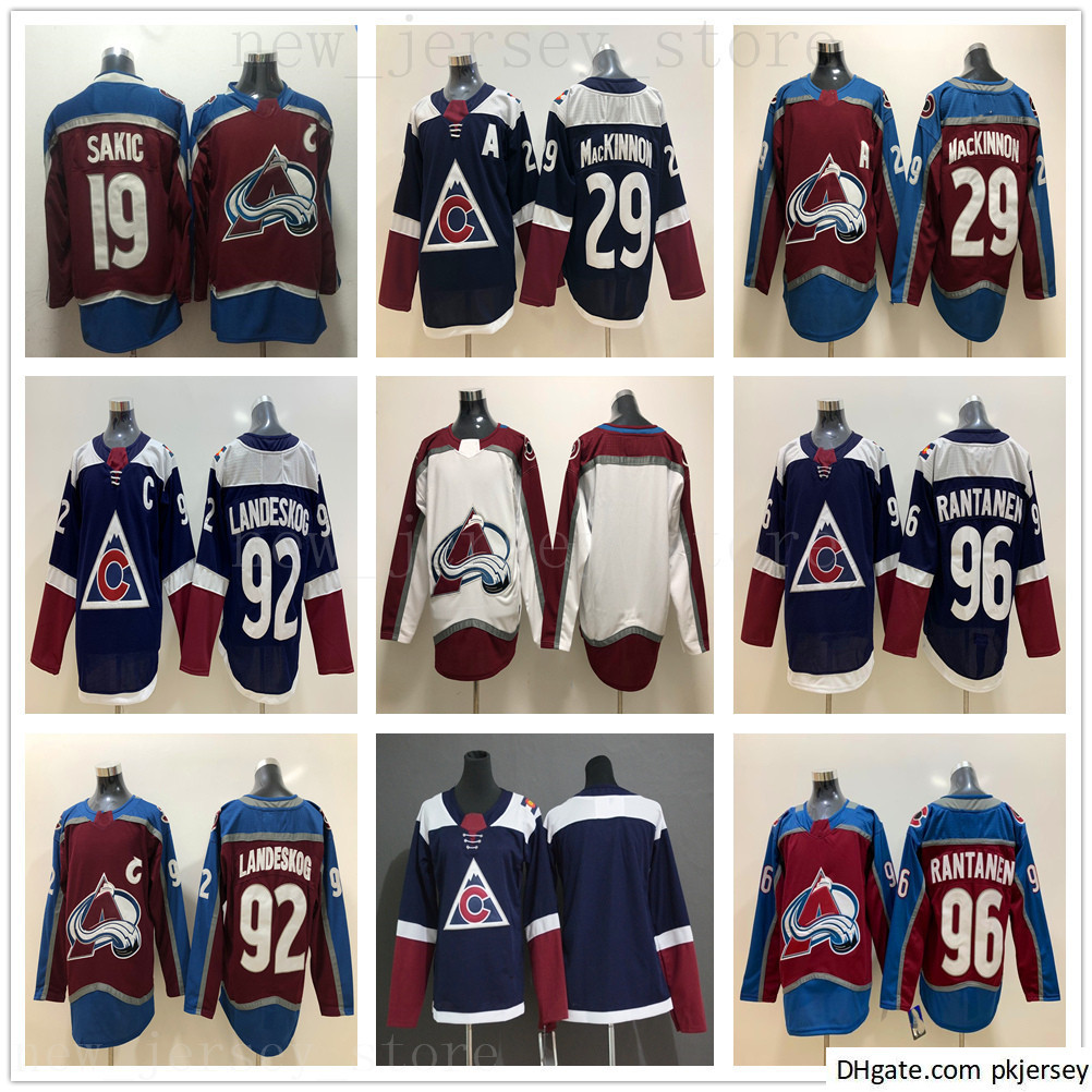 

Colorado Avalanche Jersey Ice Hockey Red 29 Nathan MacKinnon Blue 96 Mikko Rantanen 19 Joe Sakic 92 Gabriel Landeskog Jersey For Man Blank, Black;red