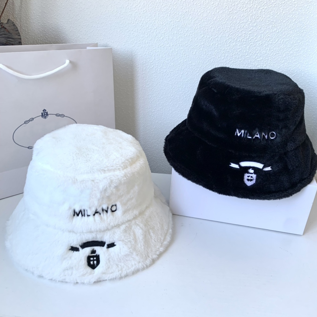

2Colors Designer Letters Print Lambs Wool Wide Brim Bucket Hat Japanese Black White Simple Men Women Outdoor Sports Fisherman Cap for Ladies Casual Winter Warm Hats, Mixed random send