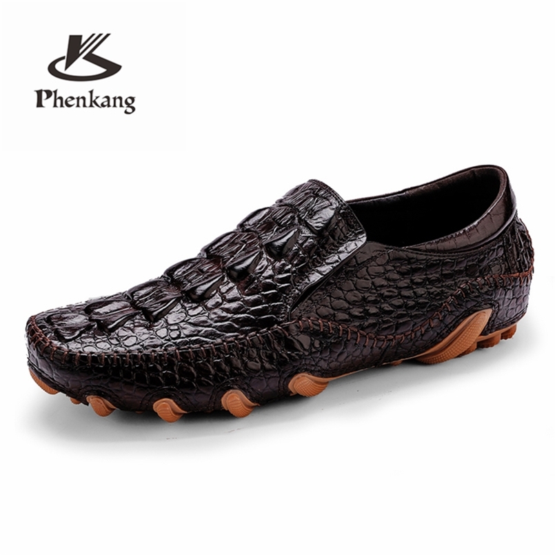 

Men Leather Summer Alligator Texture Slip-On Casual Shoes Male loafer Mens Coffee Men's Loafers Driving 220303, Black