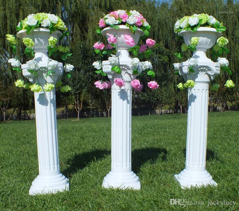 

Party Decoration Arrival Fashion White Roman Column Wedding Centerpiece Road Lead With The Vase And Bouquet Sets For Event P