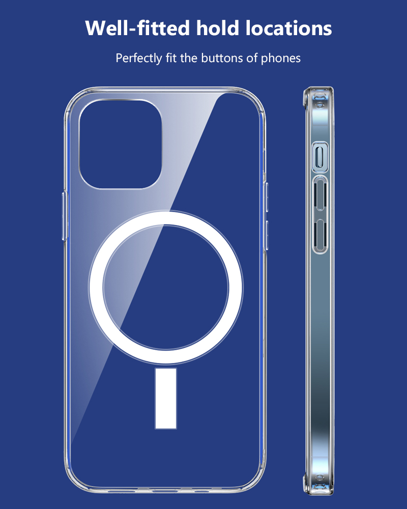 

For iPhone12 12 Pro Max Mini Case iPhone Support Magsafe Wireless Charging Luxury Transparent Magnetic Cover