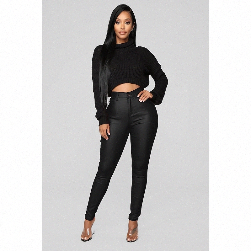 Women's Fashion Tights Leggings Full Length Pants Casual Weekend Micro-elastic Plain PU Comfort Mid Waist Black Wine Coffee S M L XL XXL z5uh#
