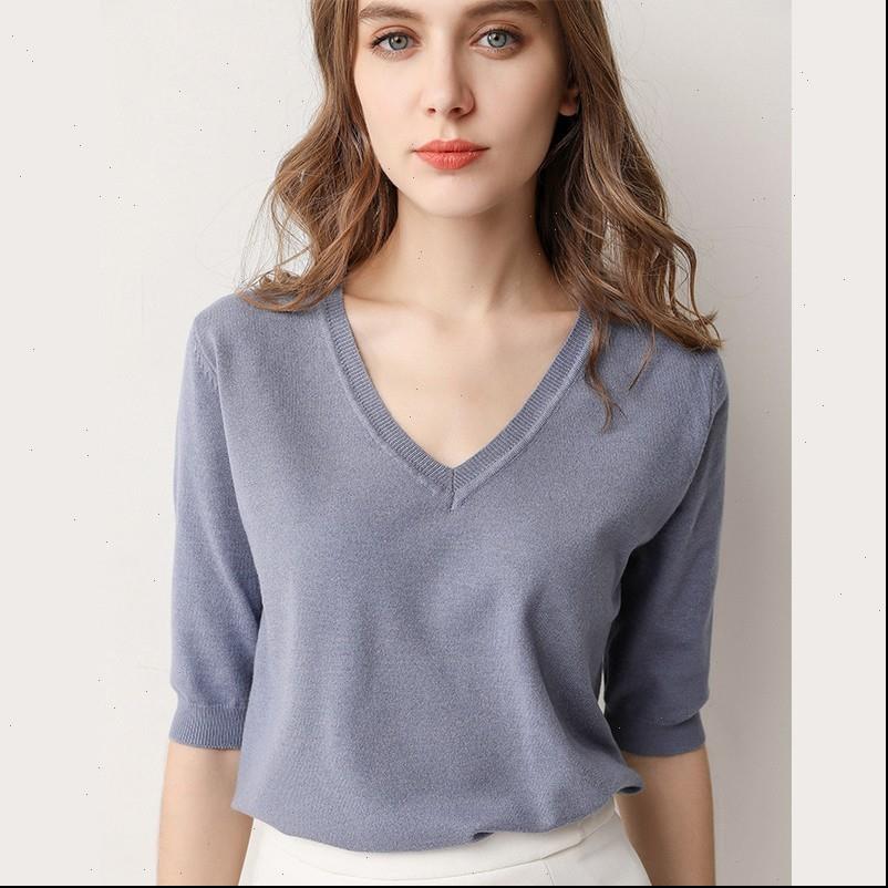 

womens sweater spring summer women basic sweaters and pullovers solid v neck short sleeved knit cashmere thin casual jumper, White;black