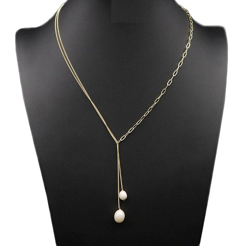 

Chains Women Necklace Natural Freshwater Pearls Flower Pendants Chain Holiday Christmas Gifts For Mom Vintage Jewelry