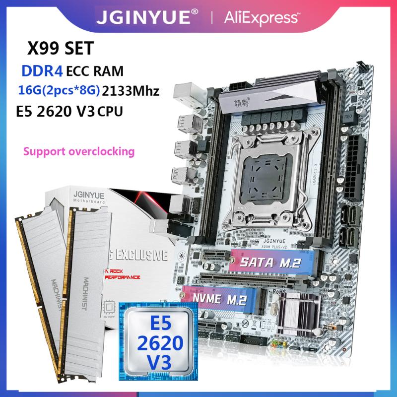 

Motherboards JINGYUE X99 Motherboard LGA 2011-3 Kit With XEON E5 2620 V3 CPU Processor 16G(2*8) DDR4 ECC RAM Memory SATA M.2 M ATX PLUS V2