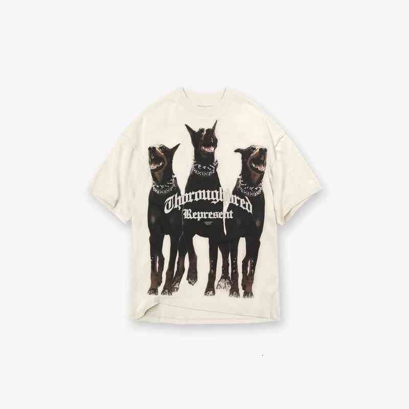 

Men' T-Shirts Representations 21fw T-shirt hound print used washed short sleeve t-sleeve CH50, Style one