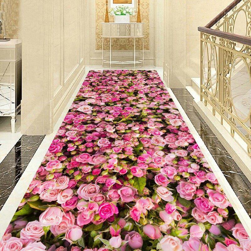 

Carpets 3D Flower Corridor Carpet Livingroom Home Decorative Stair El Aisle Rug Entrance/Hallway Doormat Anti-Slip Bedroom