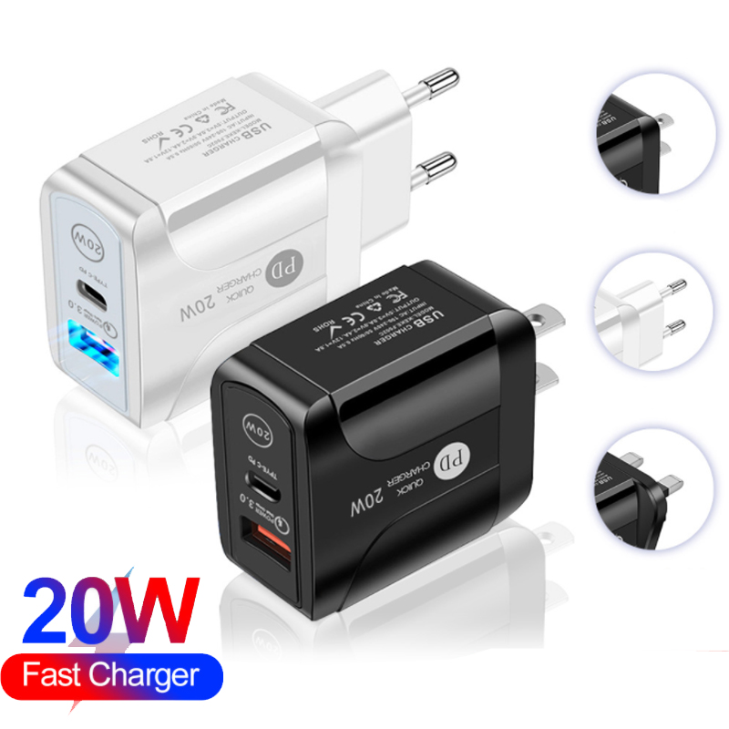 

20w QC3.0+PD Wall Charger Fast Charging For Iphone Samsung phone Tablet Adapter