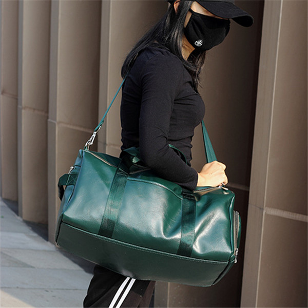 

Factory wholesale men handbag simple leather fitness bag outdoor sports leisure leathers travel bags fashion wet and dry separation sportses handbags, Green