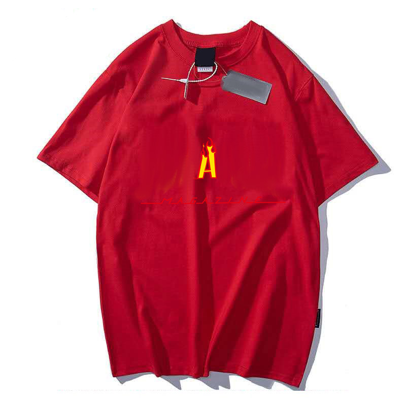 Men Casual T Shirt Fashion Teenager Streetwear Flame Letter Pattern 12 Styles Boy's Tops Summer Short Sleeve Tees High Quality-image-676292594