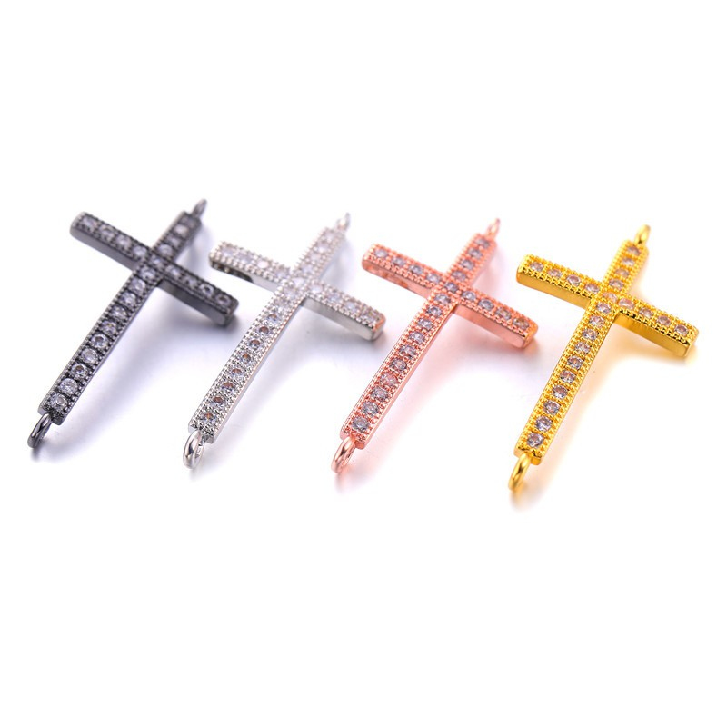 

New Popular Diamand Pave Cross Charm Pendant for Bracelet Necklace Making