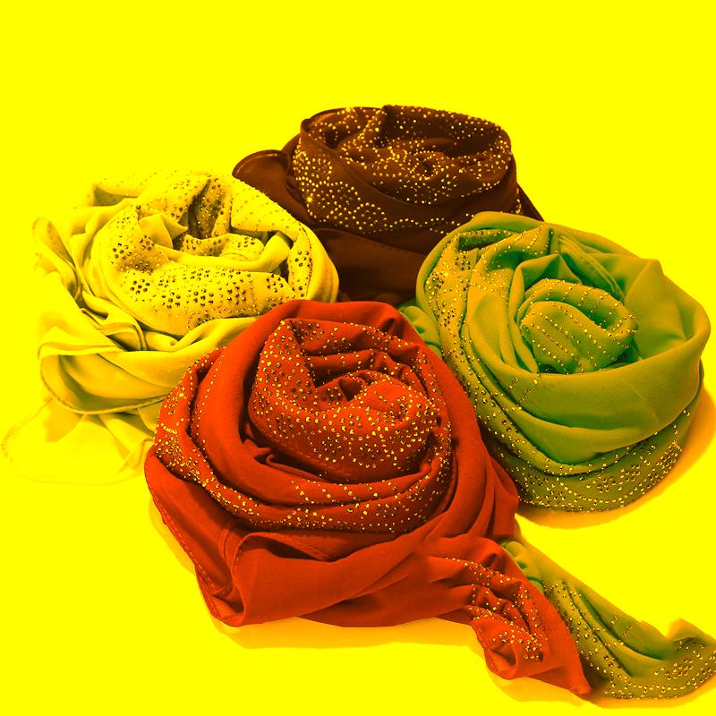

Scarves Women Diaomd Scarf Snow Shape Wave Plain Bubble Chiffom Hijab Shawl Bead Wrap Headband Muslim Hijabs