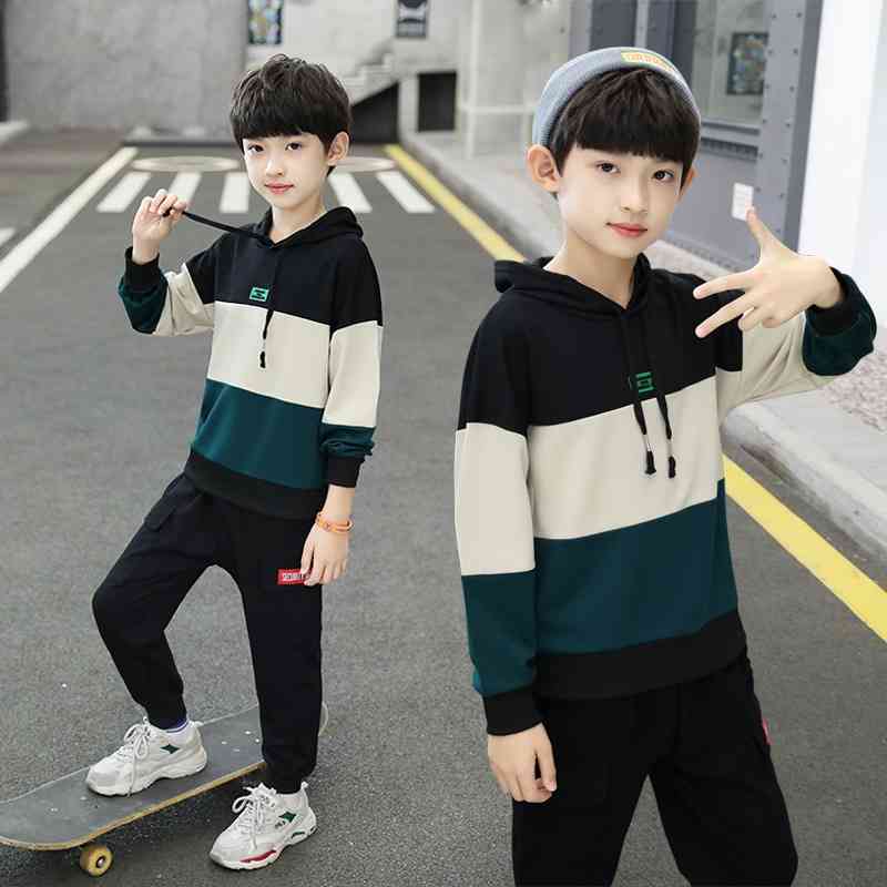 

Children's 2020 new spring and autumn boys' middle school fashion children's Hoodie two-piece set