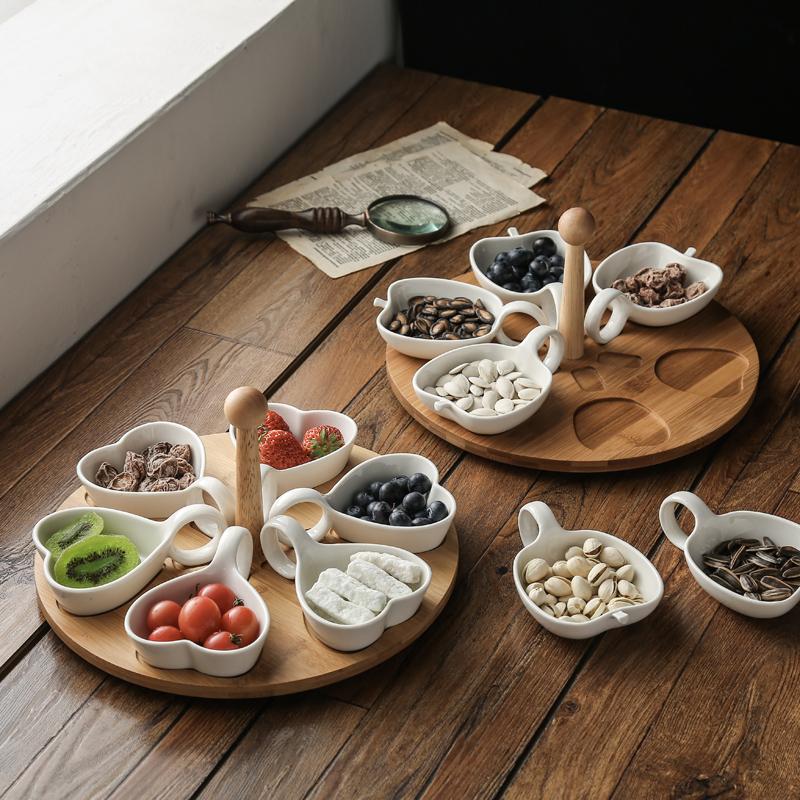 

Dishes & Plates European-style Personality High-quality Ceramic Multi-grid Fruit Plate Dried Snack For Restaurant