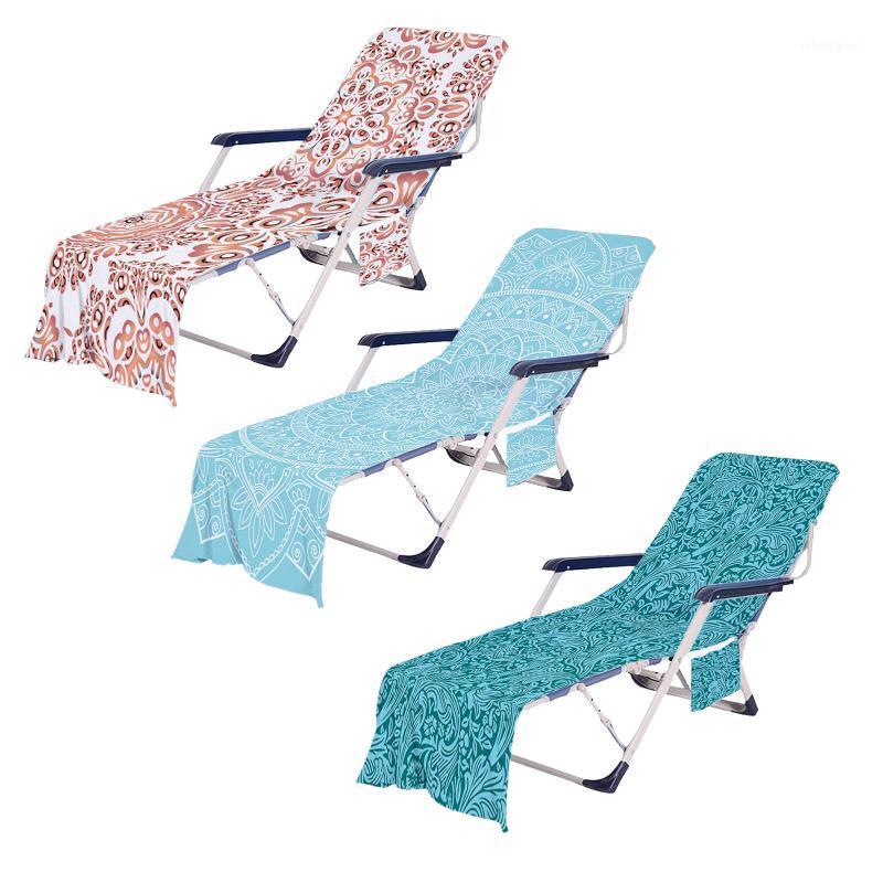 

Soft Absorbent Beach Chair Cover Pool Chaise Lounge With Pockets Floral Mandala Nap Chairs Quick Dry Towel Covers