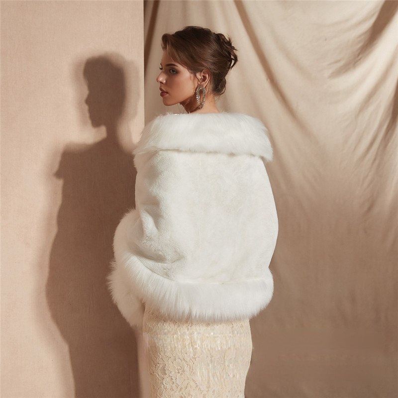 

Sleeveless Capes Faux Fur Wedding Women's Wrap With Solid, Black