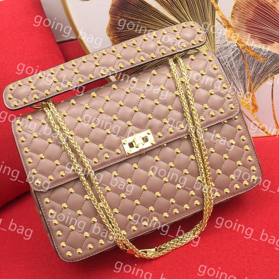 

Luxurys Designers bags 3A Quality Bags 0128 30cm Large Studs Rivet Spike Nappa Leather Quilted Shoulder Handbag Come with Dust Bag, Box ( must buy with bag don´t sell solely)