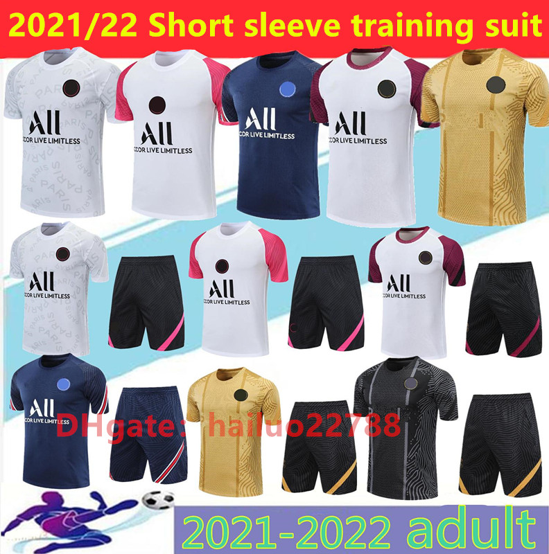 

2021/22 paris soccer shirt air Jordam Survetement football 3/4 Short training clothes mbappe ICARDI sleeve001, Black