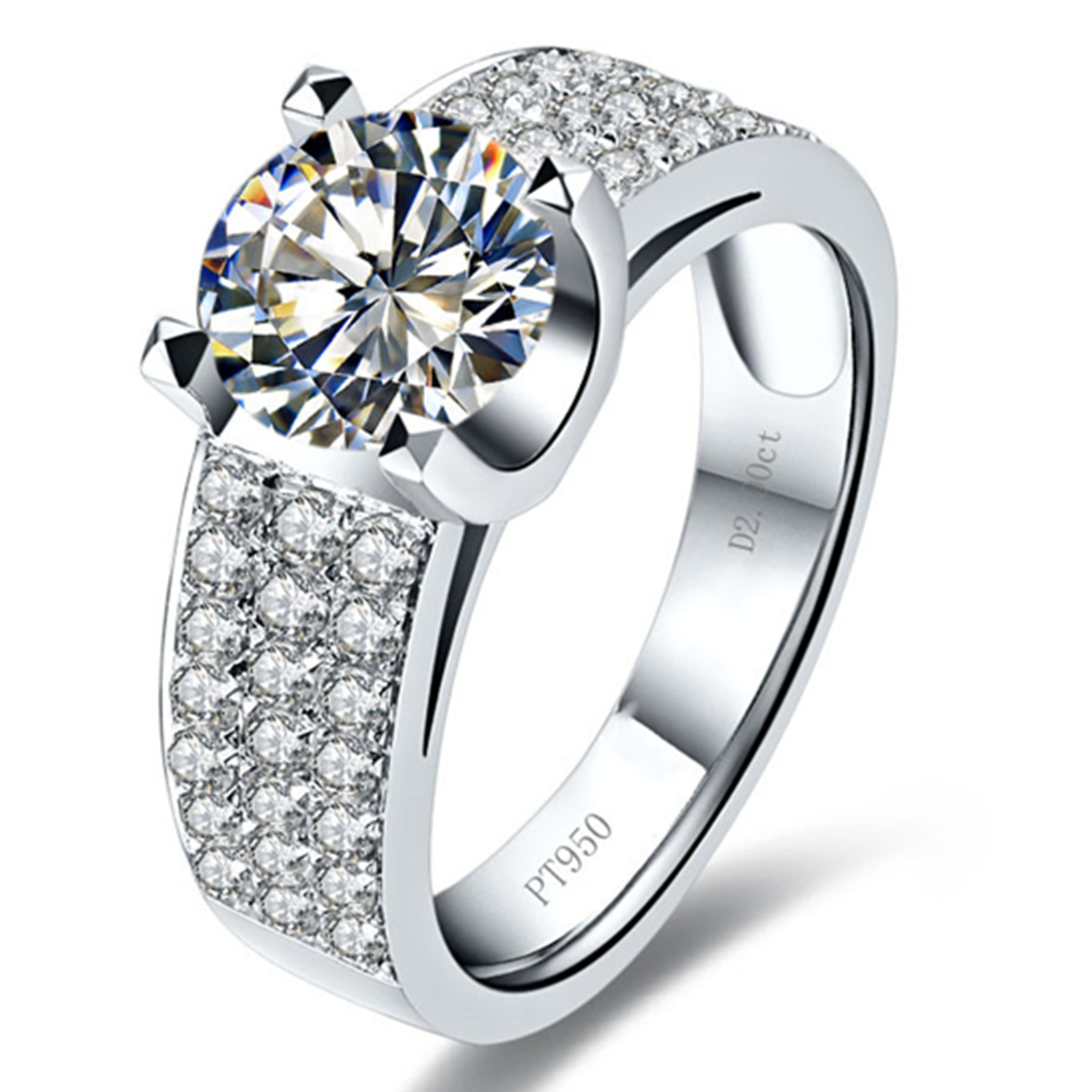 

1CT Genuine Brand Quality Sterling Silver Engagement Rings NSCD Simulated Diamond Ring for Women Luxury Jewelry Wedding Gift