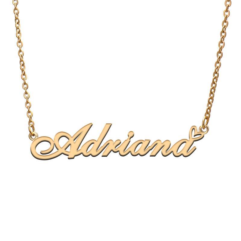 

Pendant Necklaces Love Heart Adriana Name Necklace For Women Stainless Steel Gold & Silver Nameplate Femme Mother Child Girls Gift