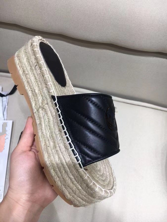 

Women EspadrilleSlide Designer Sandal High Quality Real leather Cord Platform Double Hardware Outdoor Beach Slides mjkkjj0002