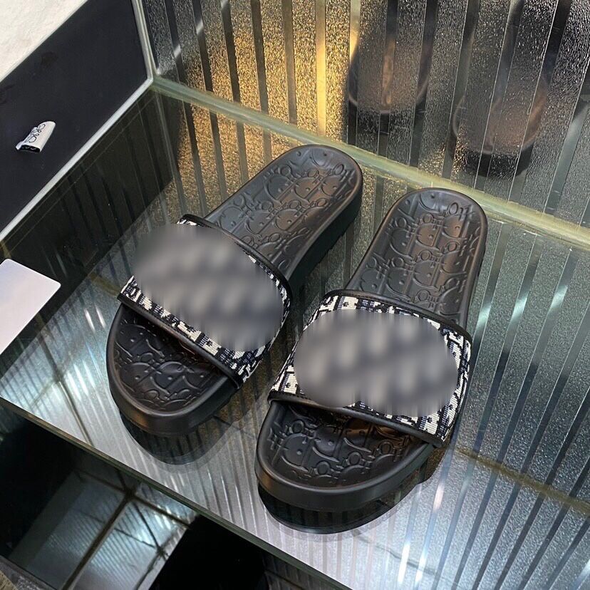 

2021 men designer slides flat leather cross fashion luxury mens slippers plus size EUR38-45, Black