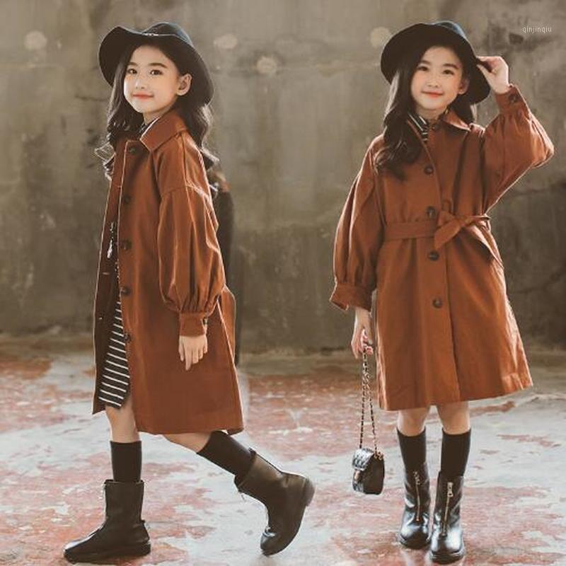 

Coat Children Jacket For Girls Spring Autumn Kids Outerwear Fashion Korean Teenage Clothing Jackets Long Trench 3-14 Years, Blue;gray