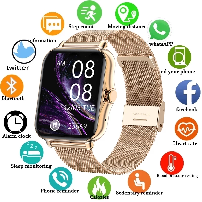 

2021 New Color Screen Smart watch Ladies Men Full Touch Fitness Tracker Blood Pressure Smart Clock Ladies Smart Watch For xiaomig, S black