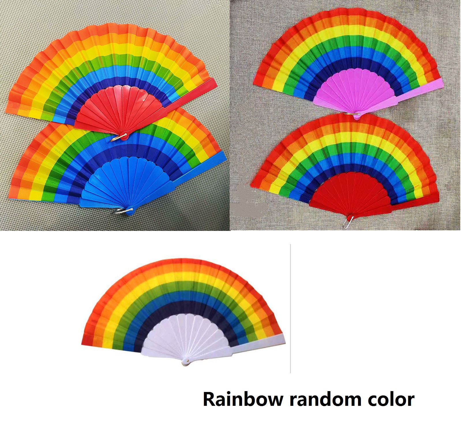 

2021 Rainbow Fans Folding Fans Art Colorful Hand Held Fan Summer Accessory For Birthday Wedding Party Decoration Party Favor Gift