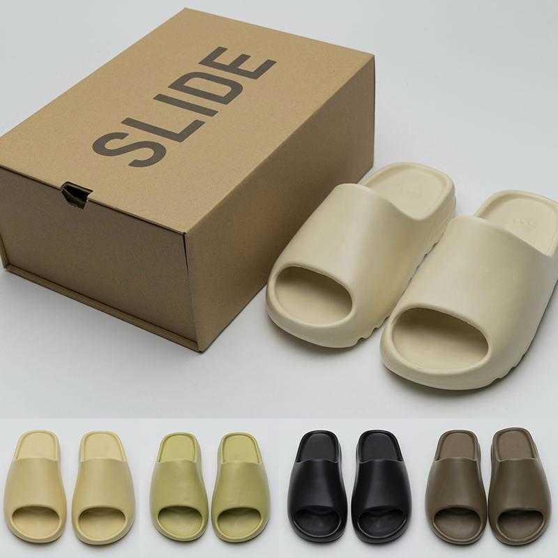 

Kanye West Slides Graffiti Bone Resin Desert Sand Designer Slippers Summer Fashion Earth Brown Flat Slide Men Women Beach Causal Sandals