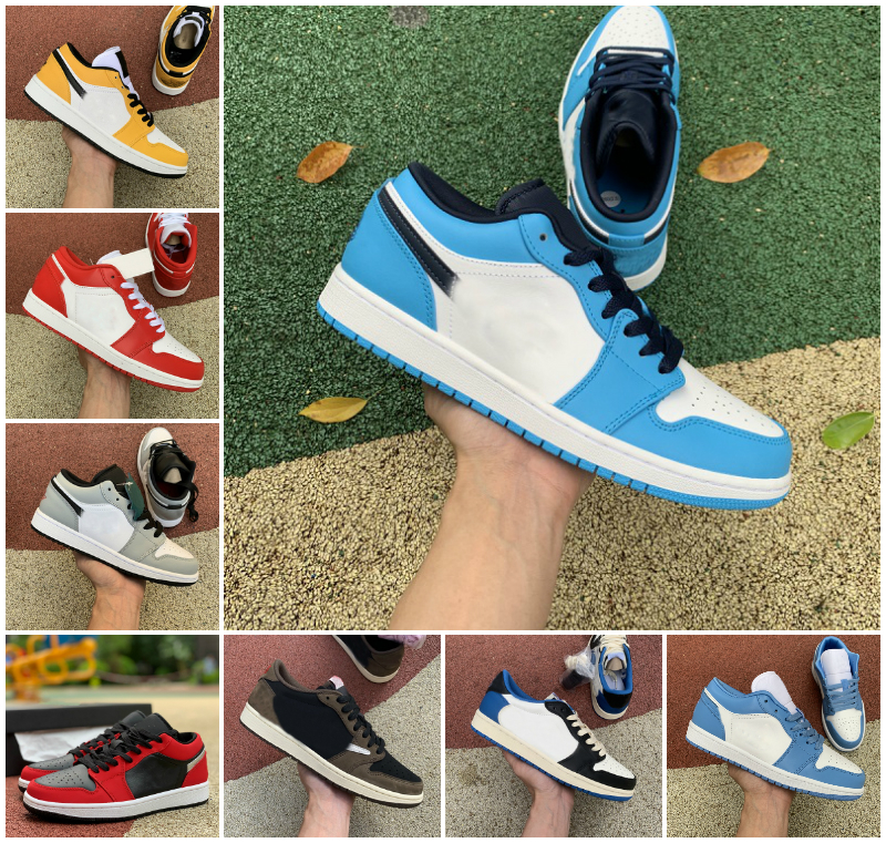

Jumpman 1 Low Basketball Shoes 1s UNC Reverse Bred mens sports trainers royal toe laser orange JORDÃN university blue black light smoke grey