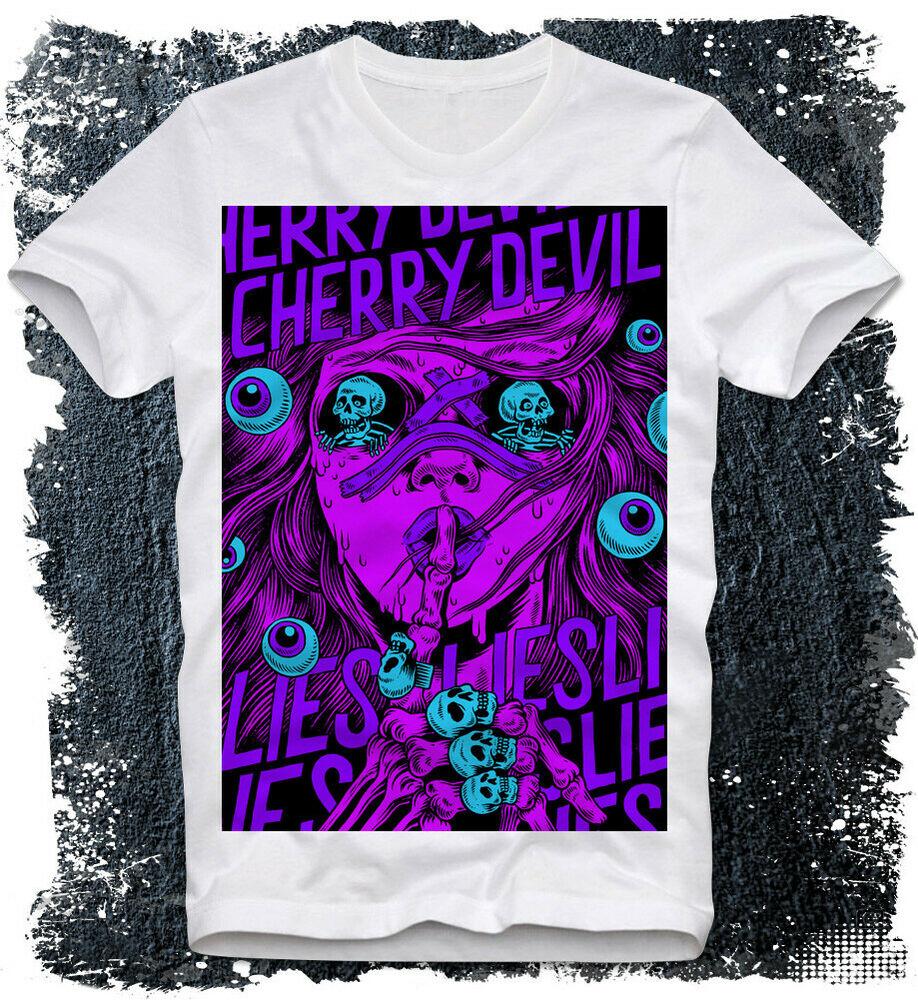 

T-Shirt Cherry Devil Pop Art drug Psychedelic fabrication Lucid Dream LSD MDMA X..., White;black