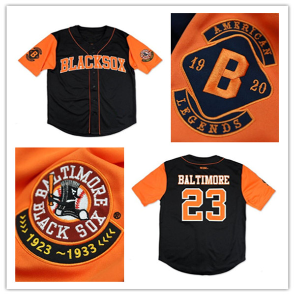 

Man Big Boy Black NLBM Negro Leagues Baseball Stiched Jersey Custom Black Orange Alternate Size -3XL, As pic