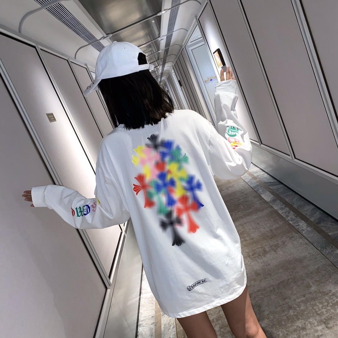 

Ch Silver Jiangcro Autumn New Color Cross Print Men' and Women' Casual Versatile Round Neck Long Sleeve Sweater, Black