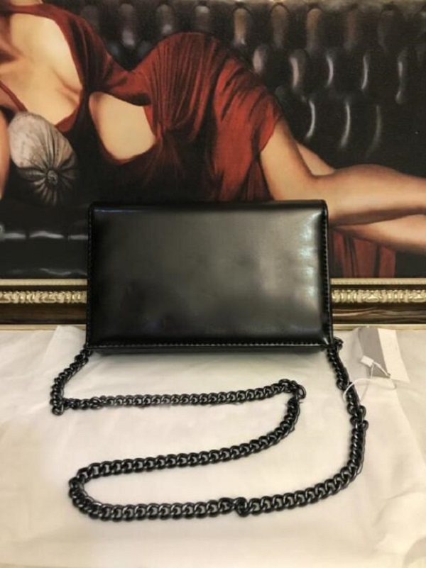 

Women Leather Fashion Chain Bag Cross Body Pure Color Female Women's Handbag Shoulder Bags, Black