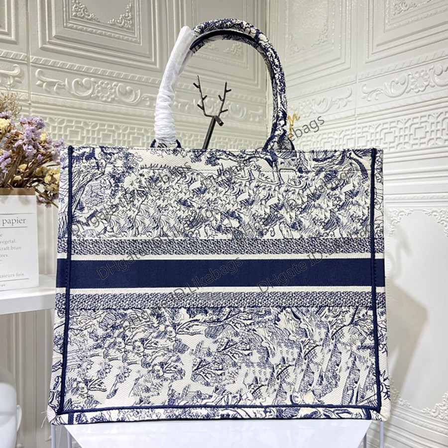 

Book Tote Bag 2021 Embroidered TIGER Large Capacity Canvas Women Luxury Designer Shopping Handbag Purse Handmade Double-Sided Flower Travel