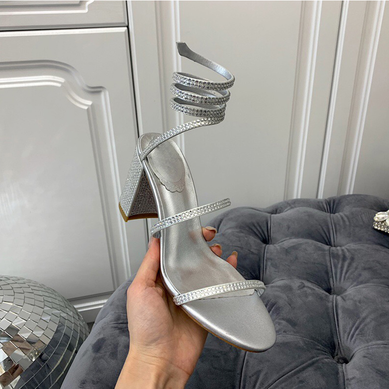 

2021 designer women sandals heels Fashion Narrow Band Gladiator superior quality Adhesive shoes BLACK Silver Party High Heel shoe womens San