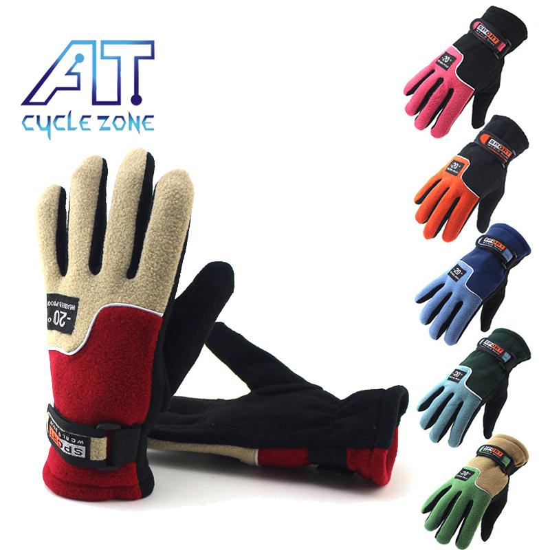 

Cycling Gloves CYCLE ZONE Warm Fleece 12 Color Bike Winter For Men MTB Full Finger Motocross Glove Bicycle Fishing, Black