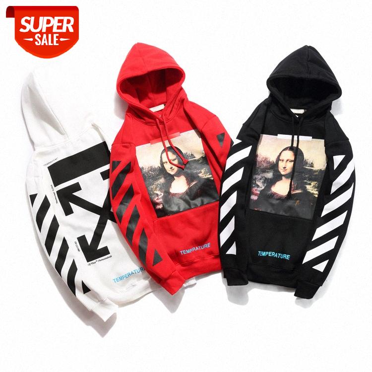 

OFF European and American street fashion brand Notre Dame printed sweater autumn winter OW WHITE men women couples hooded jacket #jm0m, Black