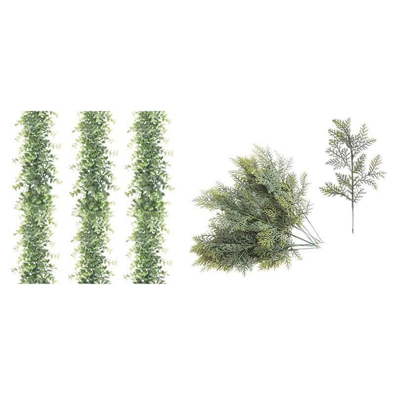 

Decorative Flowers & Wreaths 3 Pack Artificial Eucalyptus Garland With 20 Cedar Sprigs, Green
