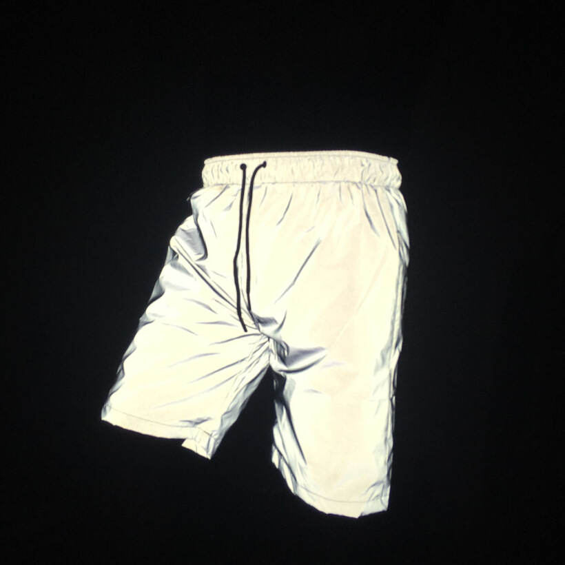

Summer men shorts print couple beach Reflective light elastic waist Hip Hop Shiny Blink Short Pants, Gray