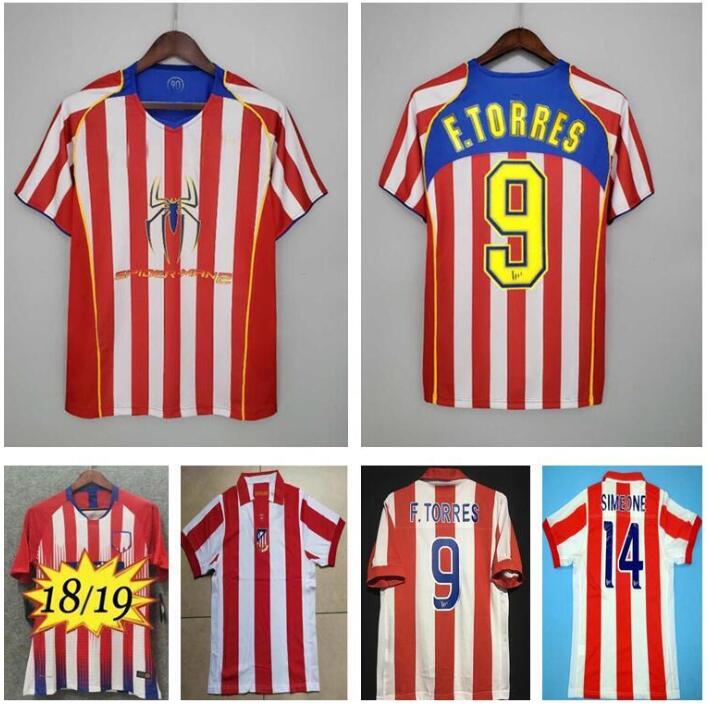

Atletico Madrid 2003 2004 2005 Retro Soccer Jerseys 18 19 F.TORRES HOME RED WHITE 04 05 vintage Camiseta de futbol classic commemorate football shirt, Black;yellow