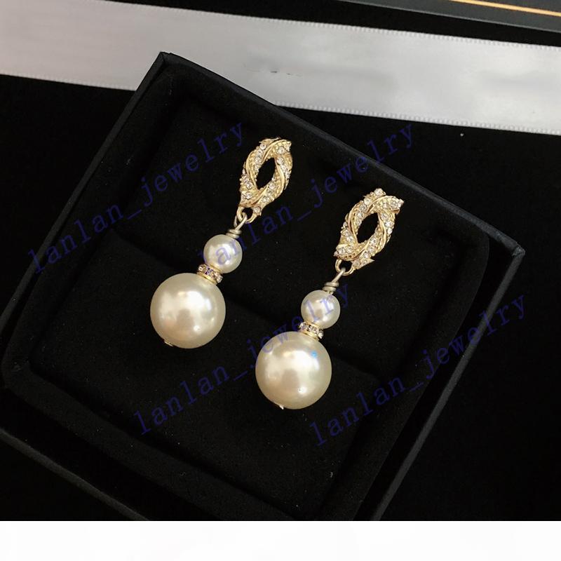 

Studs Designer Earrings Brand Classic Double Letter CLogo Gourd Pearl Twist Earring 925 Silver Needle L0-C05, Golden;silver