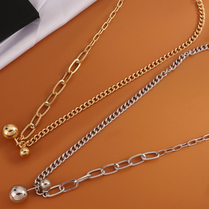 

Chains Lifefontier Punk Metal Chain Choker Necklaces For Women Big Ball Pendant Gold Silver Color Necklace Jewelry Accessories