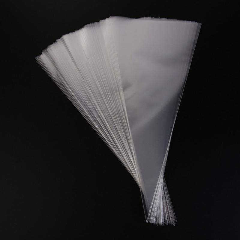 

Gift Wrap 100pcs Transparent Cone Bags Clear Cello Sweets Treat With Gold Silver Twist Ties Pouches Decoration 13*25cm