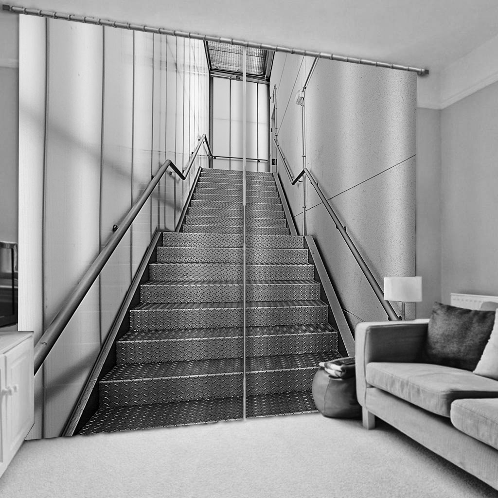 

personality curtain stairs curtains 3D Window For Living Room Bedroom Customized size, Grey