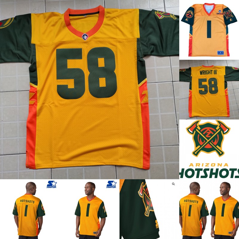 

Mens Arizona Hotshots Jersey 7 John Wolford 10 Trevor Knight 11 Jack Heneghan 20 Tim Cook 26 Jhurell Pressley 30 Justin Stockton Alliance of American Football Jerseys, Yellow