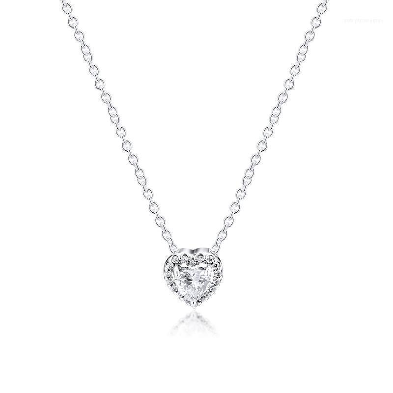

Chains Elevated Heart Necklaces For Women Silver Collier Choker Necklace Crystal 925 Sterling Chain Jewelry 2021 1